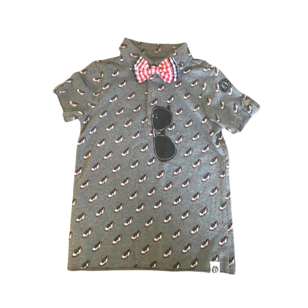 Mini Shatsu Graphic Polo Shirt With Bow Tie